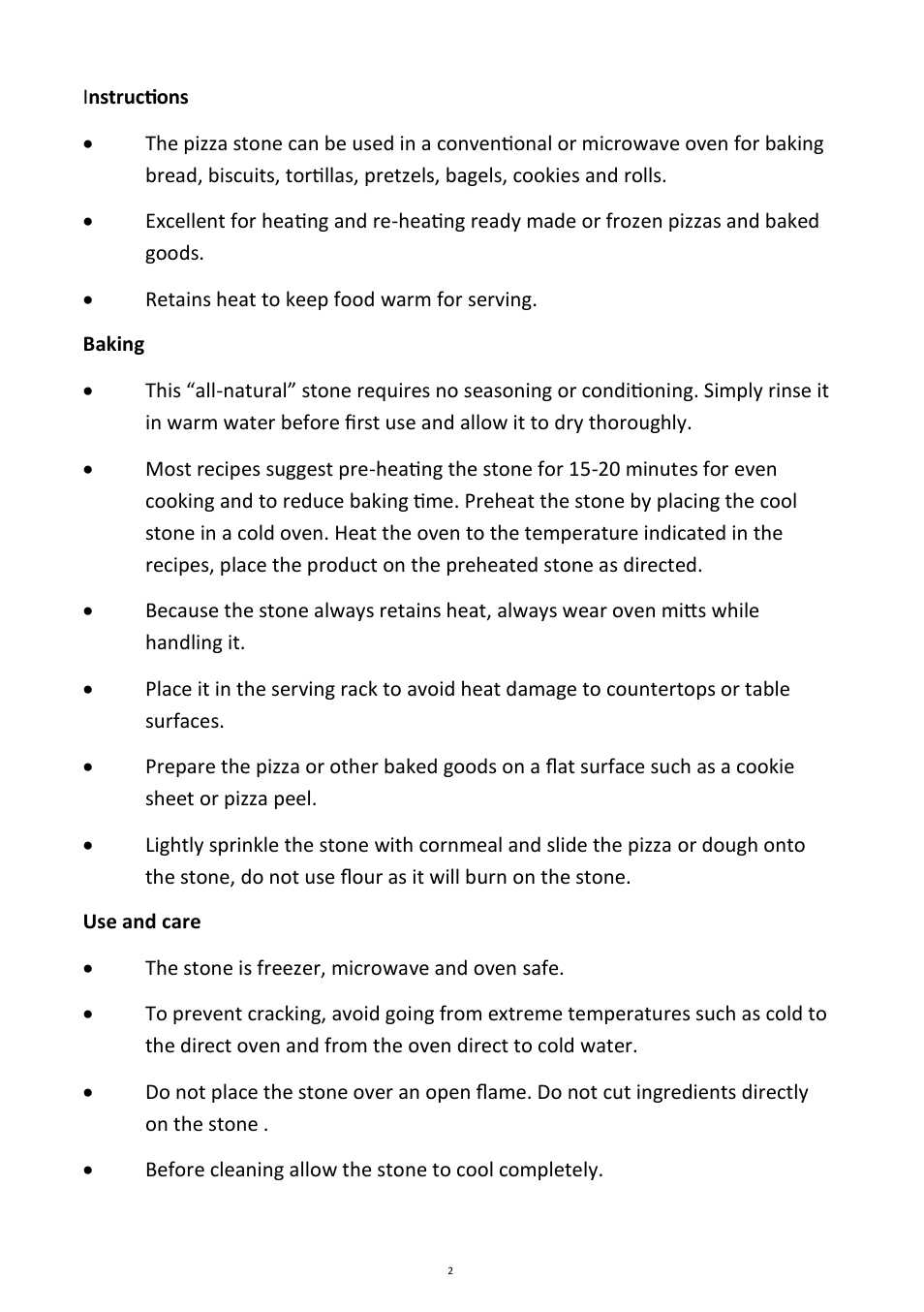 Andrew James AJ000009 Pizza Stone Set User Manual | Page 2 / 4