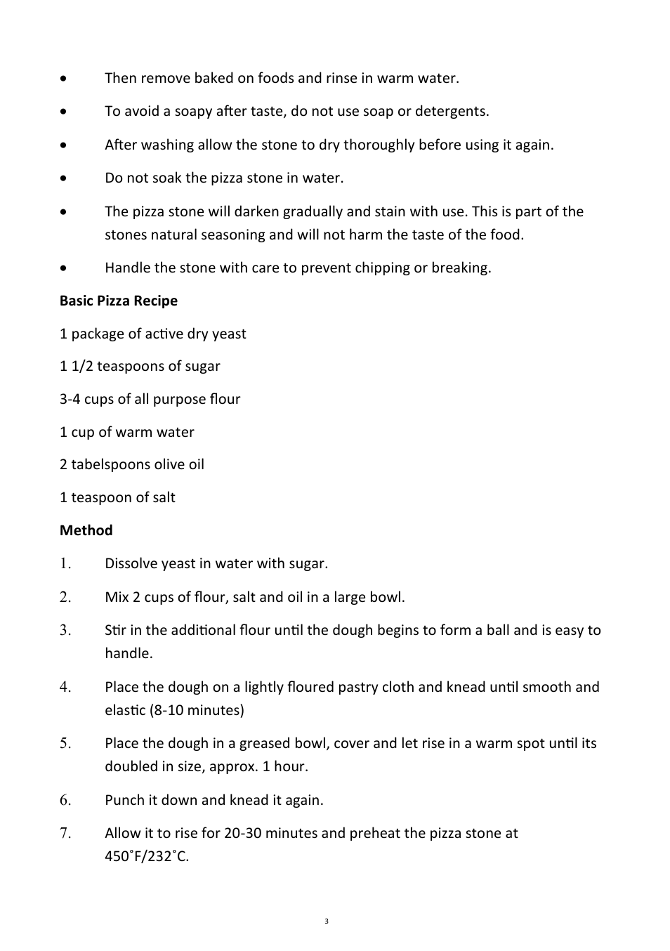 Andrew James AJ000009 Pizza Stone Set User Manual | Page 3 / 4