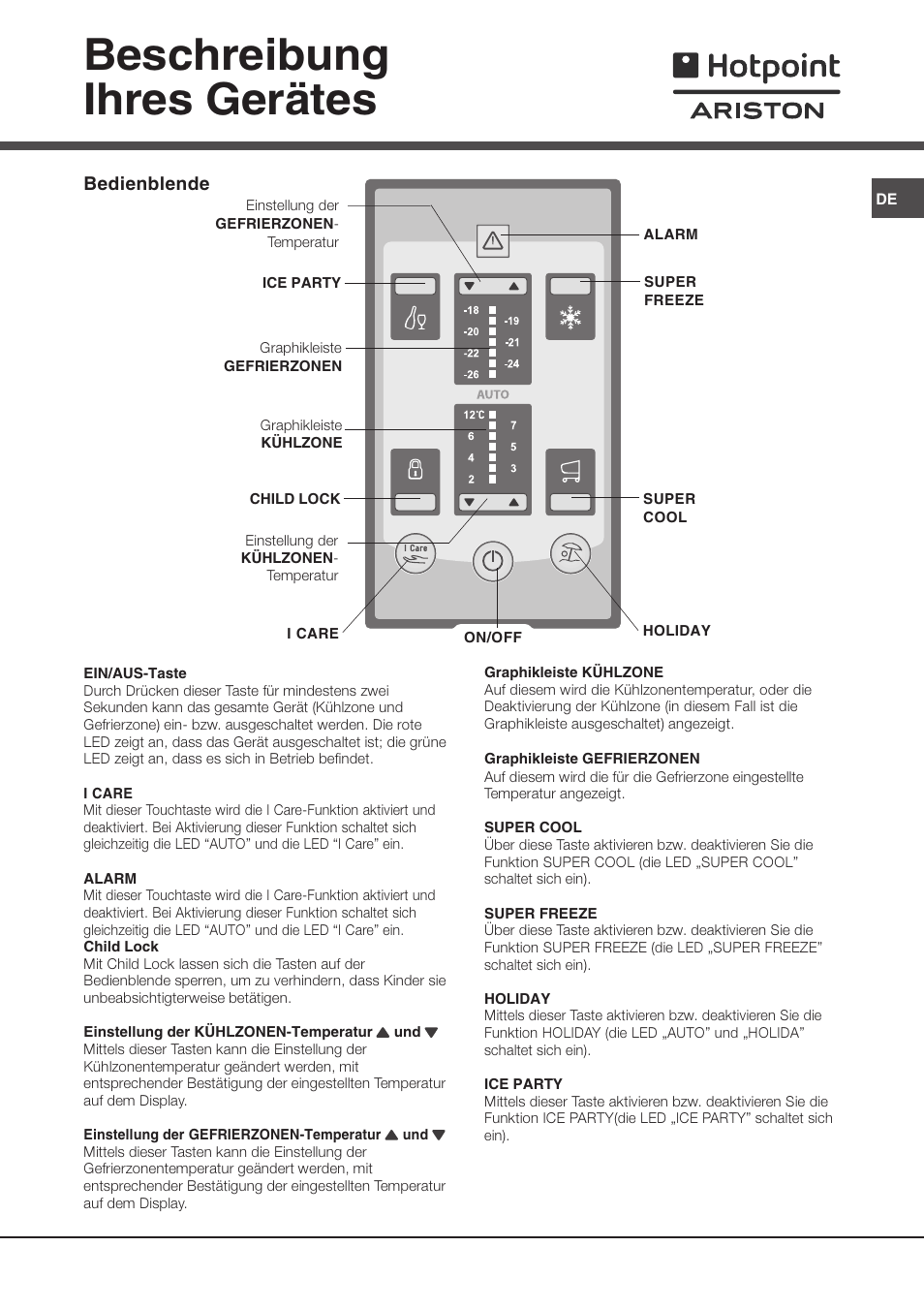 Beschreibung ihres gerätes | Ariston MTP 1912 F/HA User Manual | Page 39 / 60