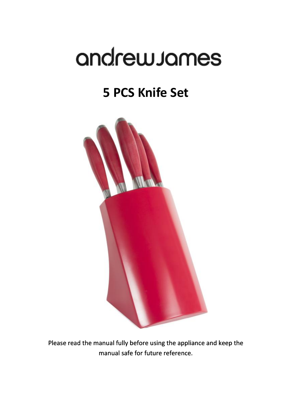 Andrew James AJ000347 Premium Five Piece Stainless Steel Knife Set User Manual | 3 pages