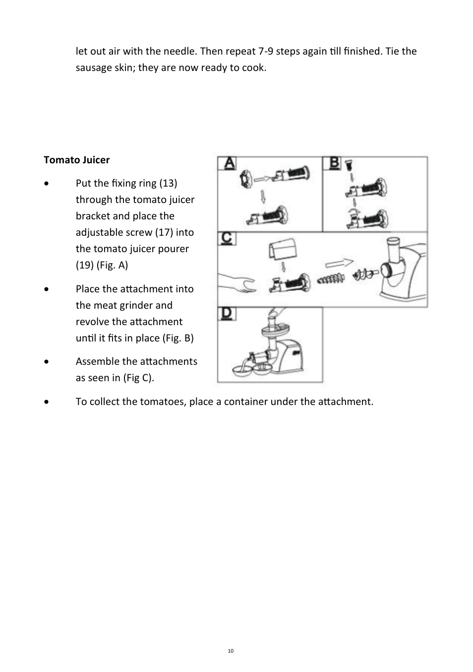 Andrew James AJ000360 Meat Grinder with Tomato Squeezer User Manual | Page 10 / 14