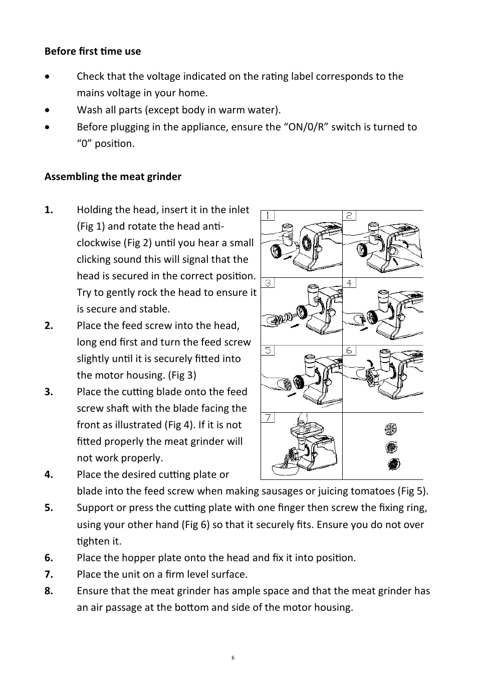 Andrew James AJ000360 Meat Grinder with Tomato Squeezer User Manual | Page 6 / 14