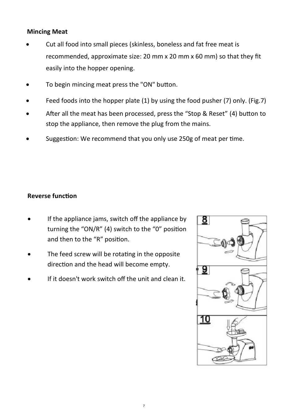 Andrew James AJ000360 Meat Grinder with Tomato Squeezer User Manual | Page 7 / 14