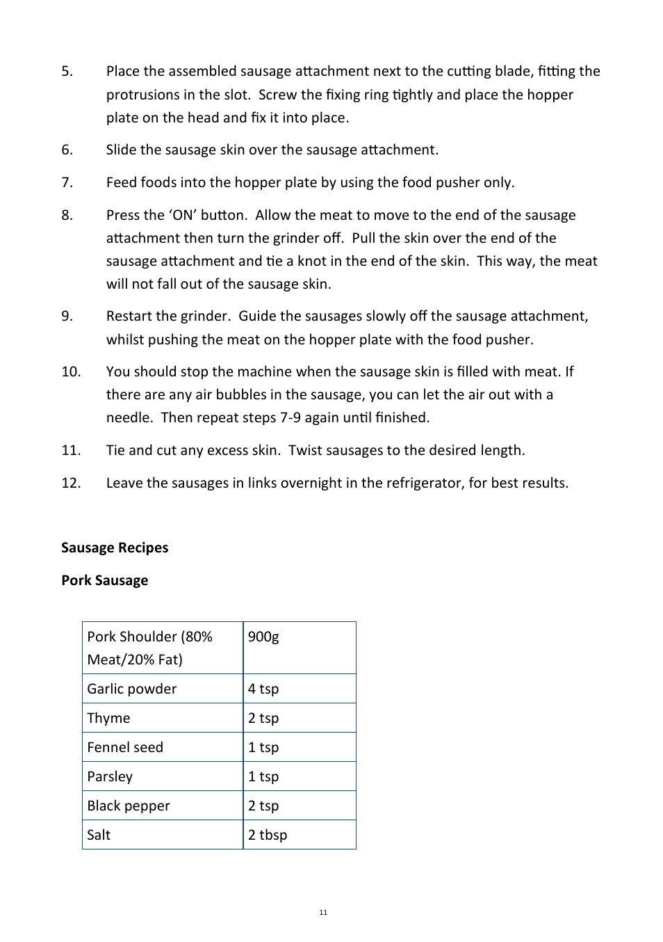 Andrew James AJ000132 Premium Meat Grinder User Manual | Page 11 / 18