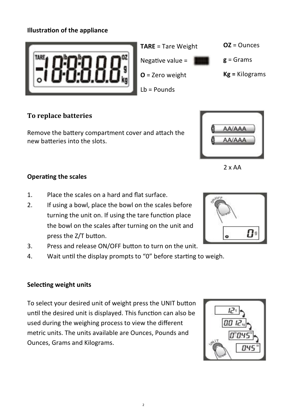 Andrew James AJ000147 Kitchen Scales User Manual | Page 2 / 5