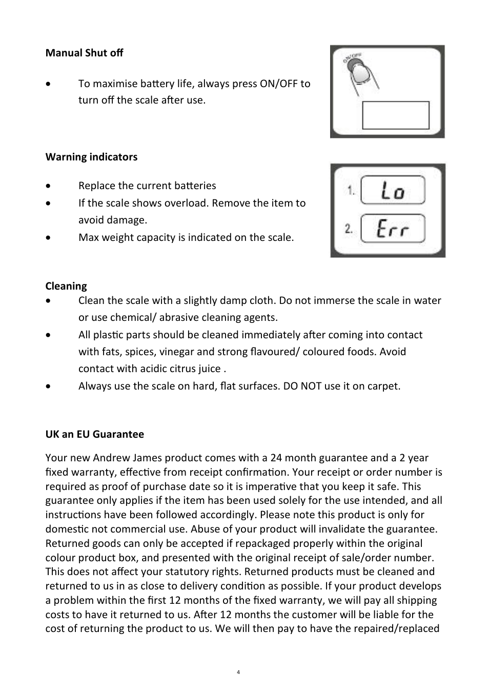 Andrew James AJ000147 Kitchen Scales User Manual | Page 4 / 5