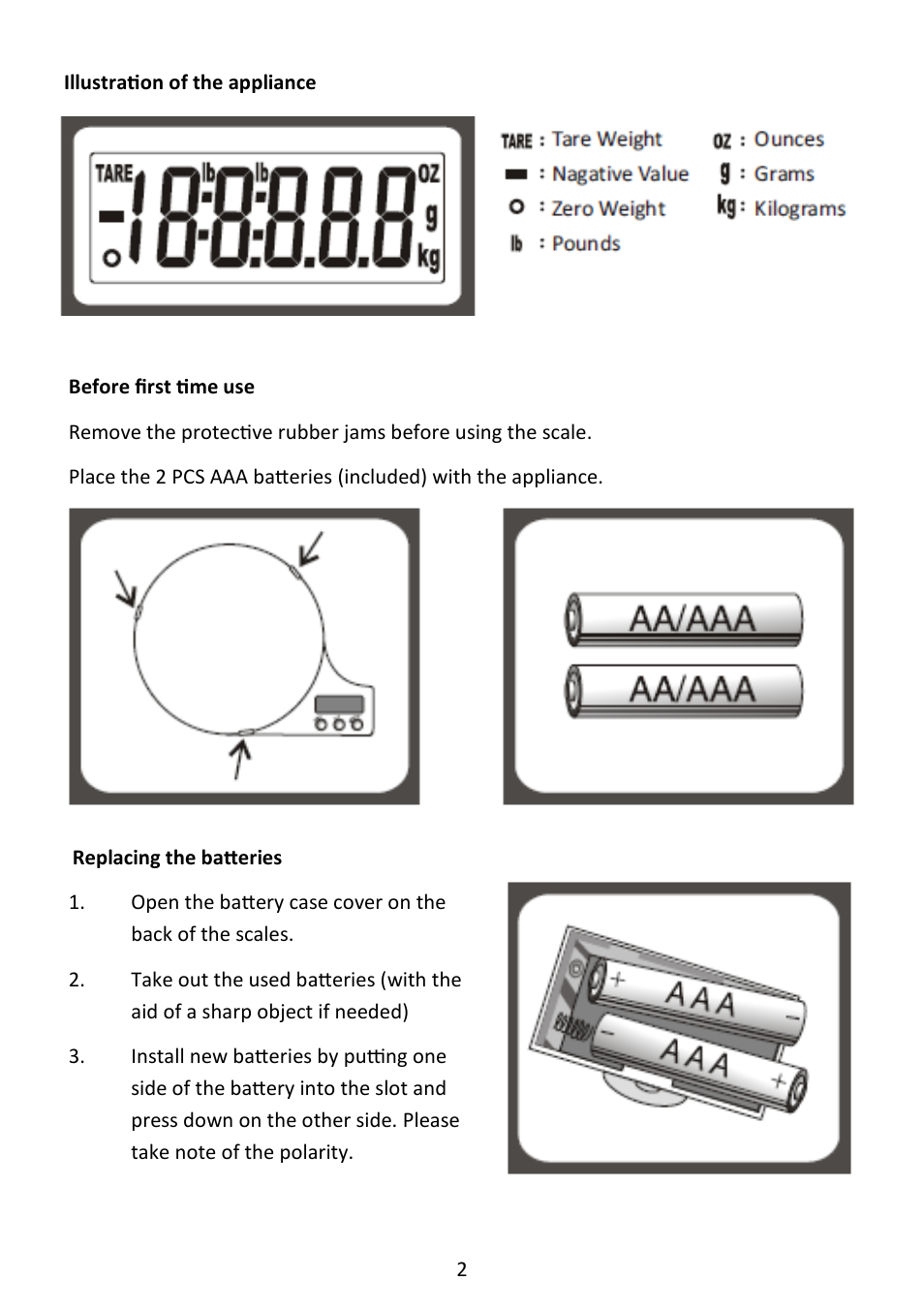 Andrew James AJ000003 Kitchen Scales Slim User Manual | Page 2 / 7