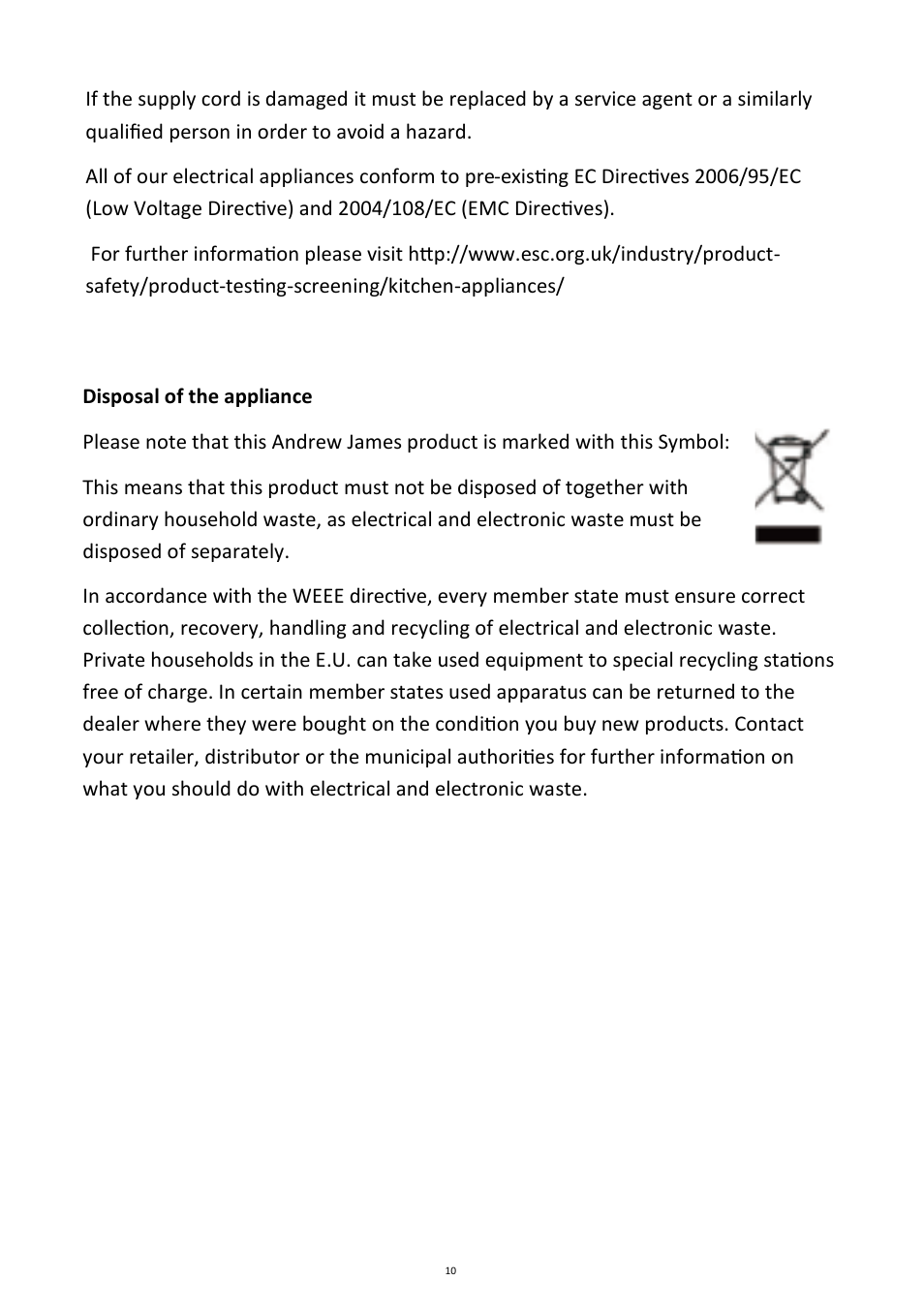 Andrew James AJ000058 Induction Hob User Manual | Page 10 / 11