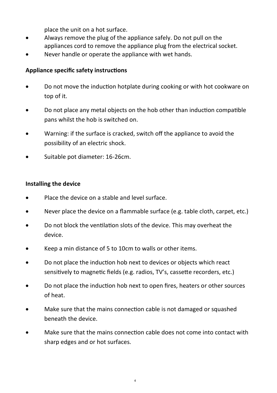 Andrew James AJ000058 Induction Hob User Manual | Page 4 / 11