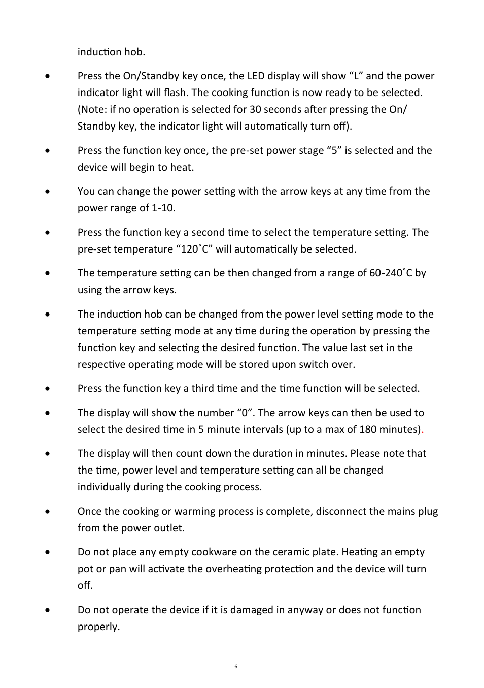 Andrew James AJ000058 Induction Hob User Manual | Page 6 / 11