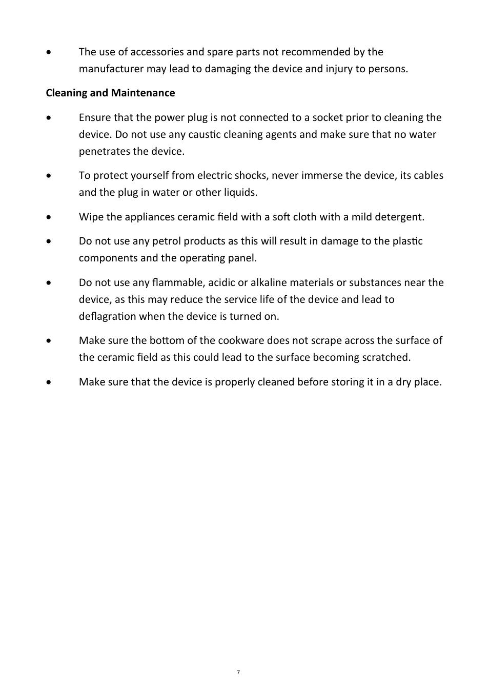 Andrew James AJ000058 Induction Hob User Manual | Page 7 / 11