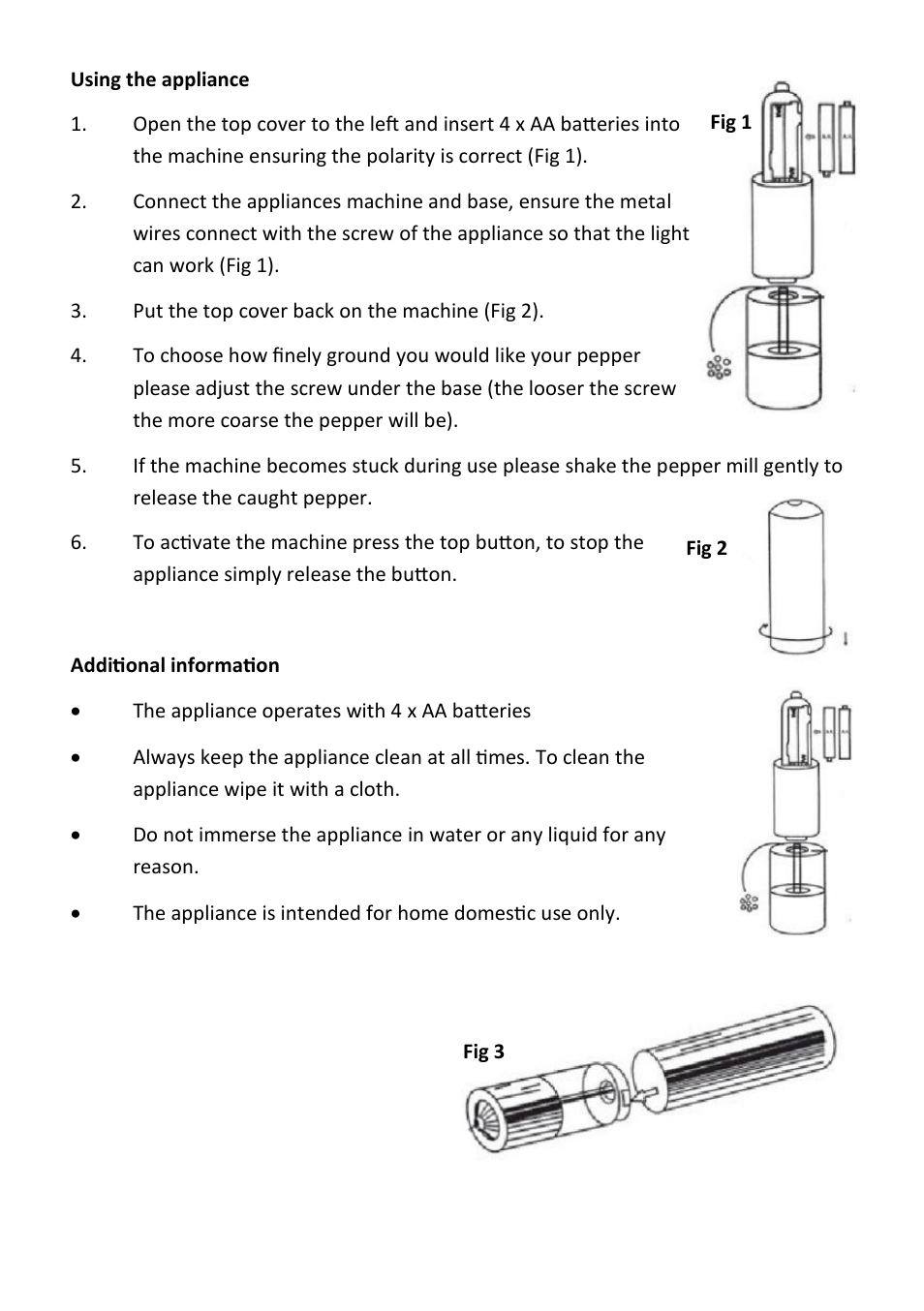 Andrew James AJ000568 Electric Salt and Pepper Mill Set User Manual | Page 2 / 3