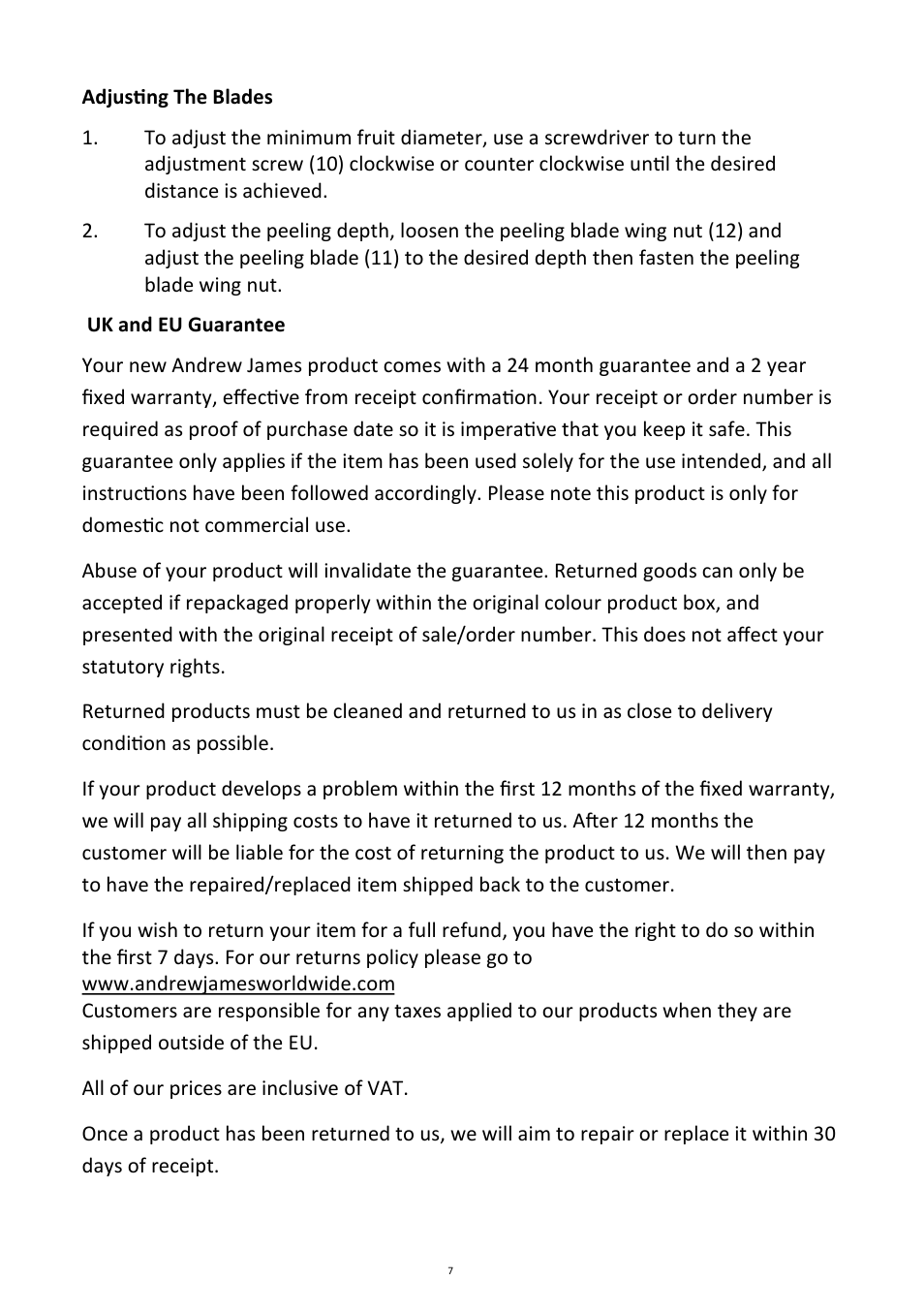 Andrew James AJ000069 Apple Corer User Manual | Page 7 / 8