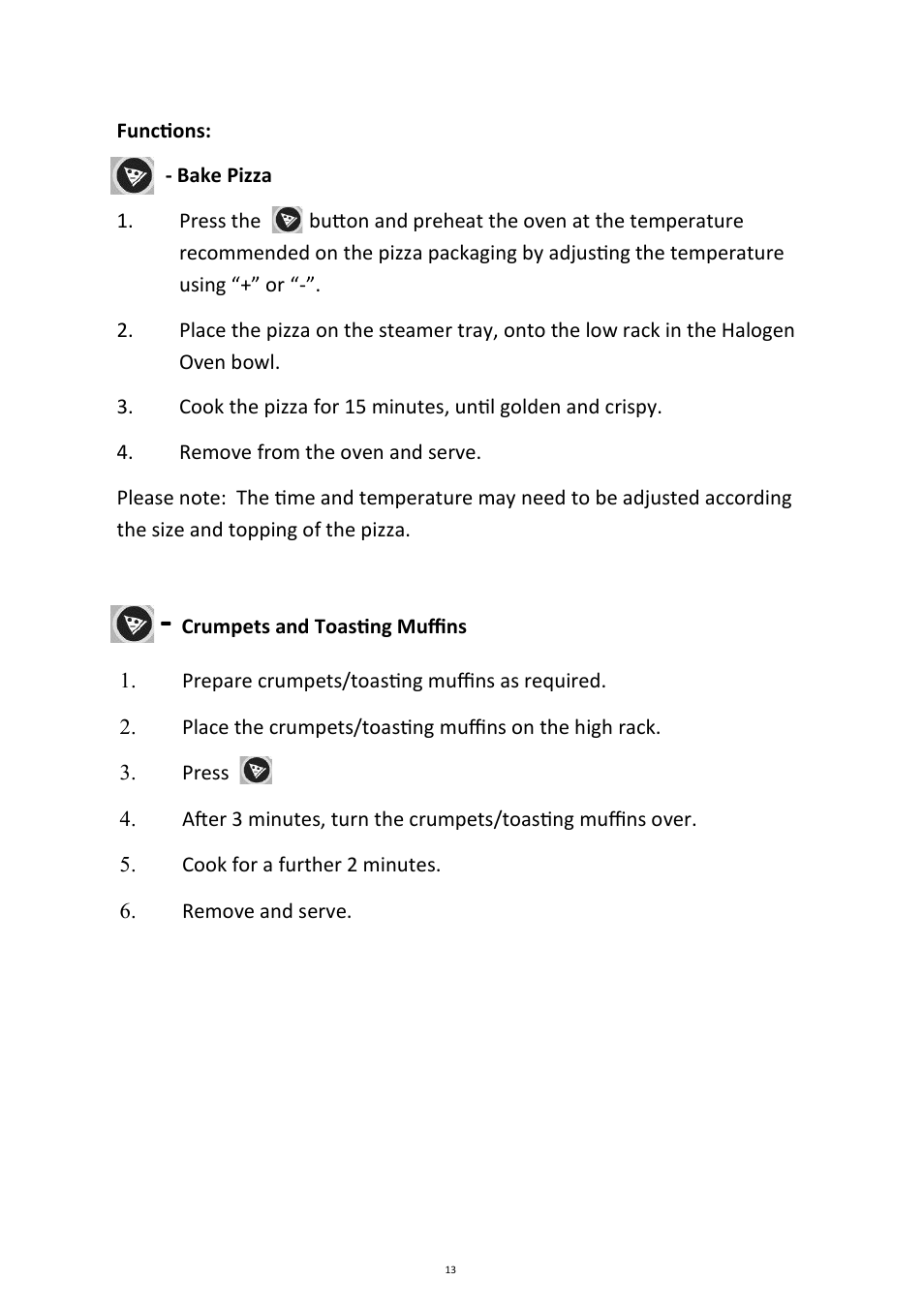 Andrew James AJ000215 12L Premium Digital Halogen Oven with Hinged Lid User Manual | Page 13 / 31