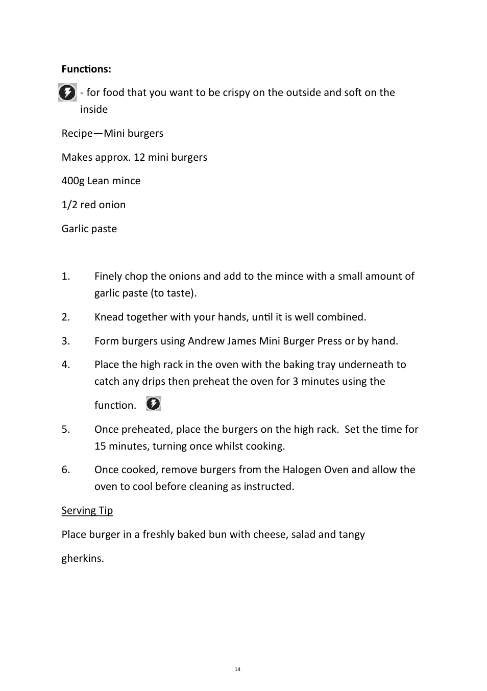 Andrew James AJ000215 12L Premium Digital Halogen Oven with Hinged Lid User Manual | Page 14 / 31