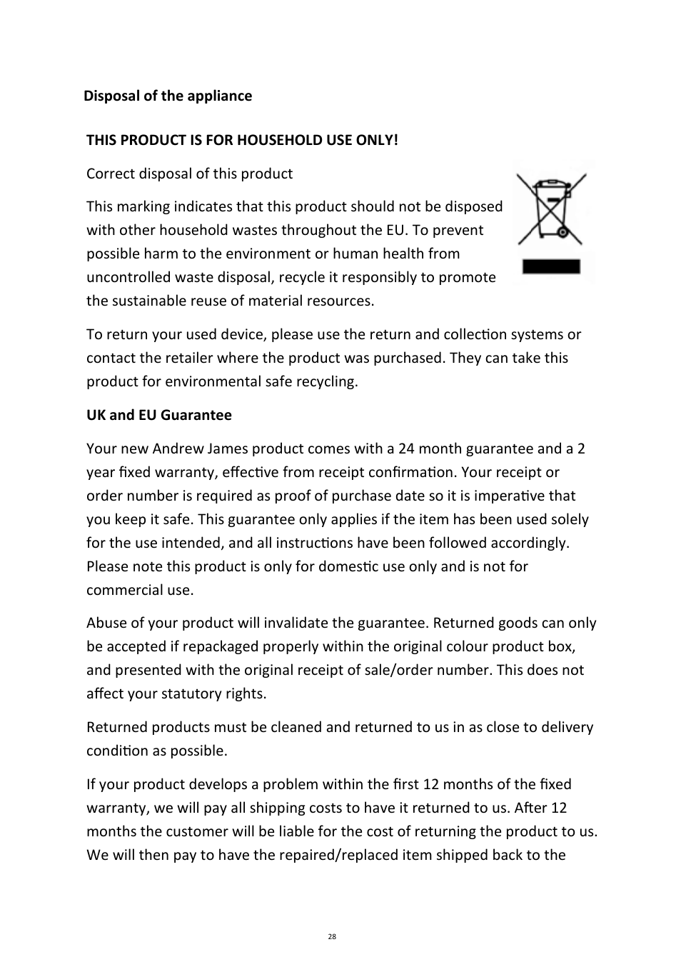 Andrew James AJ000215 12L Premium Digital Halogen Oven with Hinged Lid User Manual | Page 28 / 31