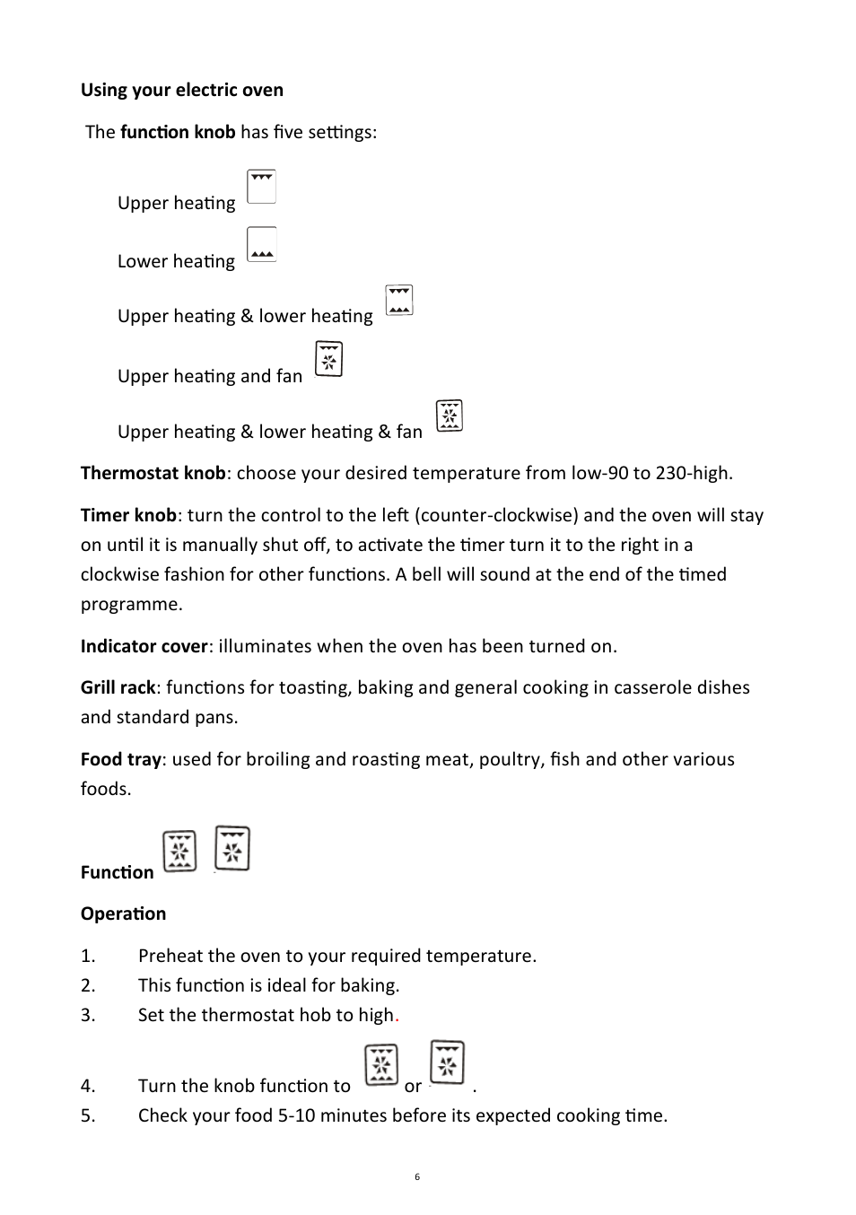 Andrew James AJ000299 Mini Oven and Grill User Manual | Page 6 / 11