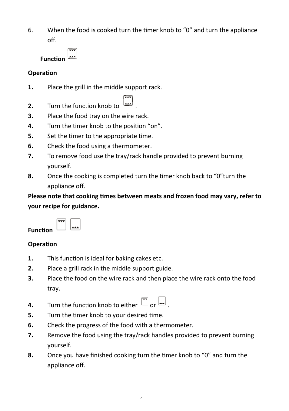 Andrew James AJ000299 Mini Oven and Grill User Manual | Page 7 / 11