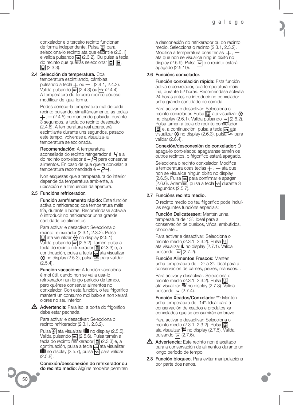 Fagor FFJ8845 User Manual | Page 52 / 58