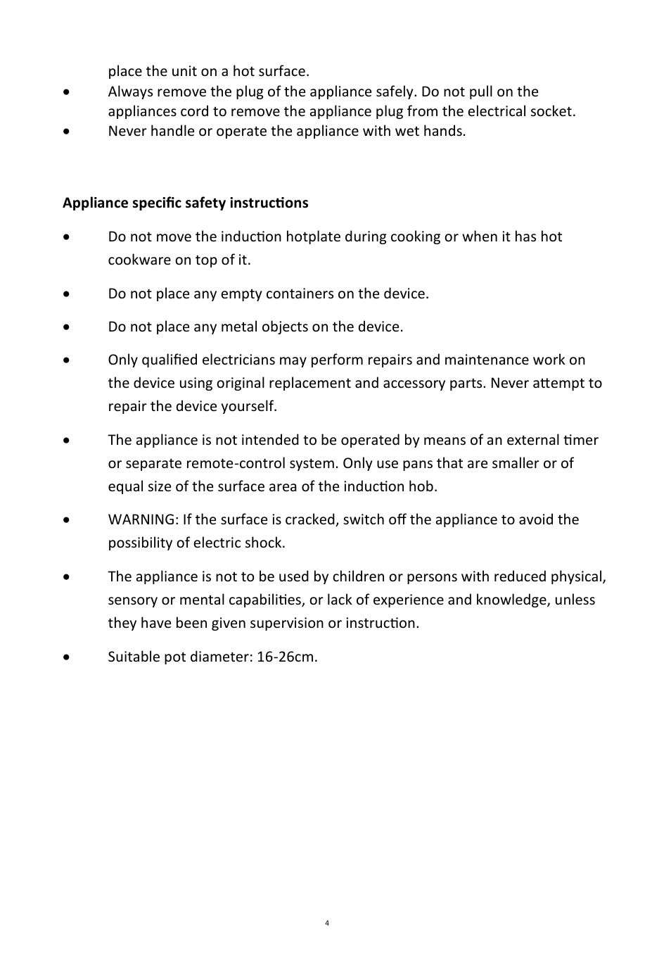 Andrew James AJ000127 Double Induction Hob User Manual | Page 4 / 12