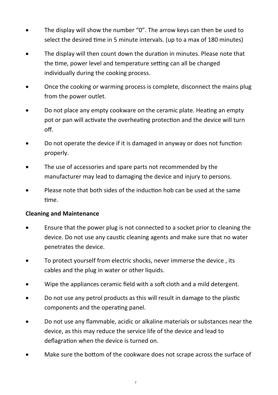 Andrew James AJ000127 Double Induction Hob User Manual | Page 7 / 12