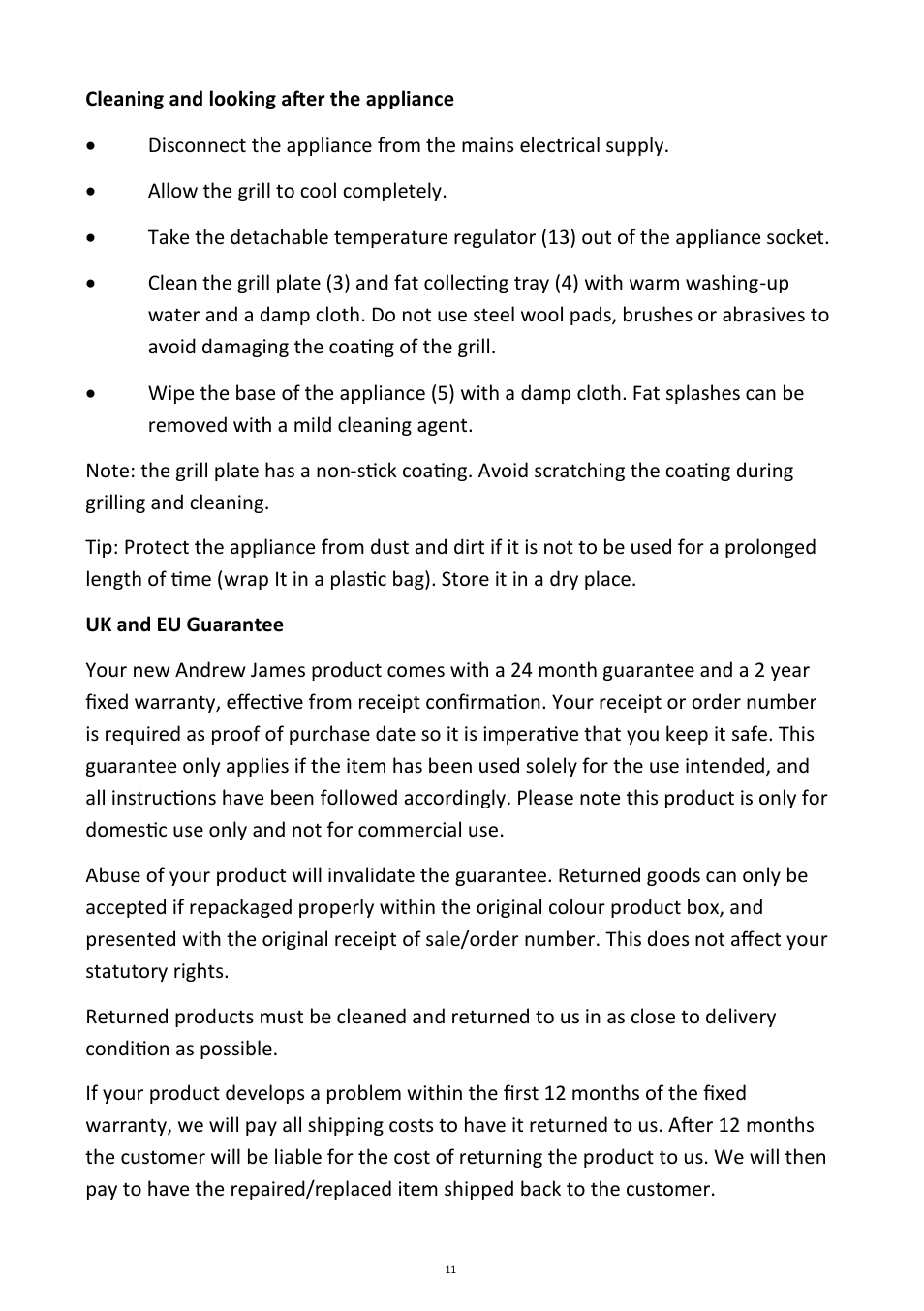 Andrew James AJ000208 Barbeque User Manual | Page 11 / 14
