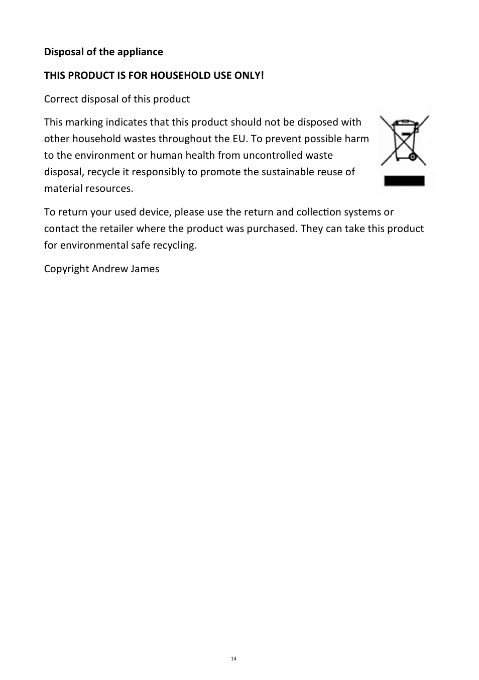 Andrew James AJ000208 Barbeque User Manual | Page 14 / 14