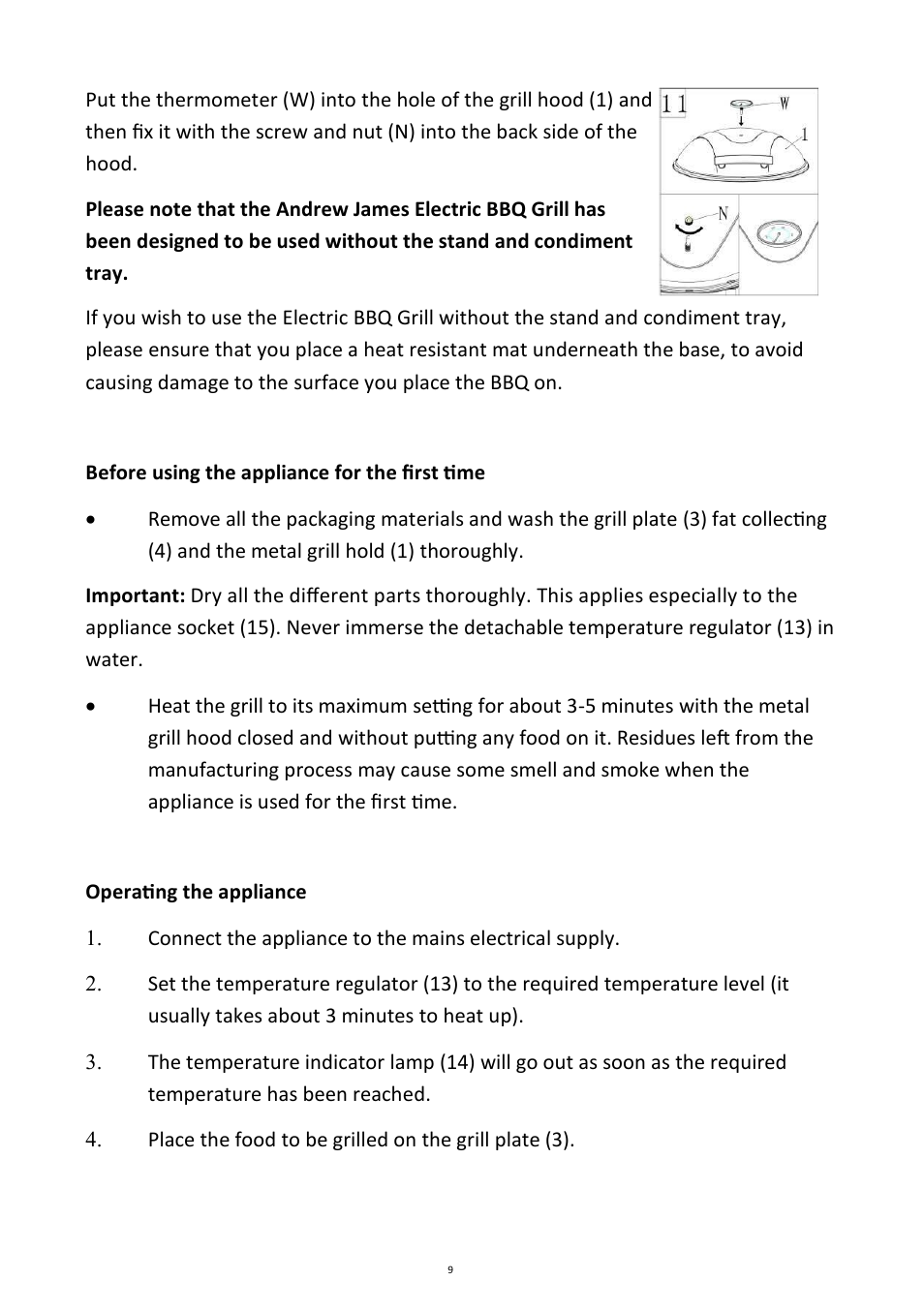 Andrew James AJ000208 Barbeque User Manual | Page 9 / 14