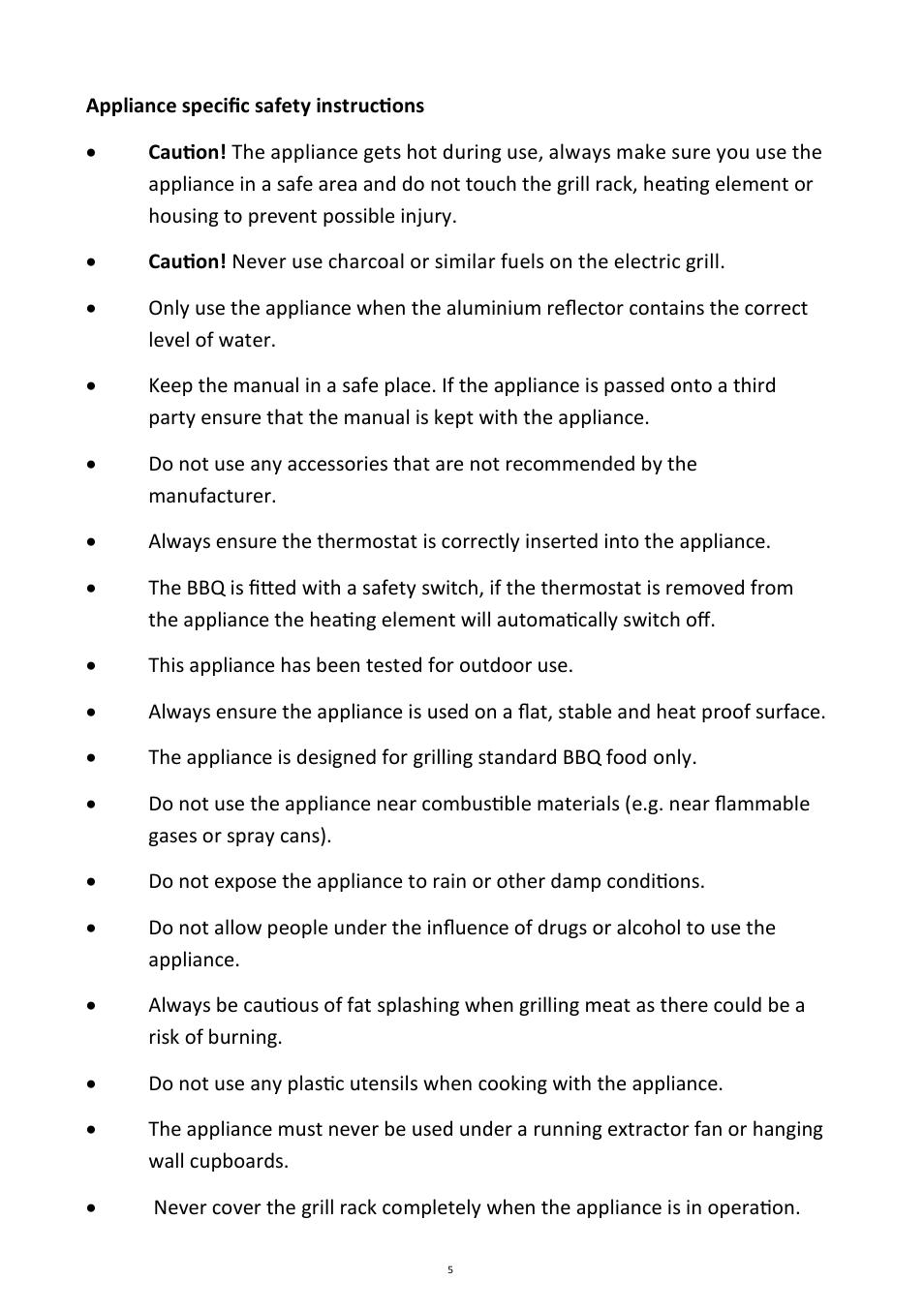 Andrew James AJ000302 Deluxe Barbeque Grill User Manual | Page 5 / 13