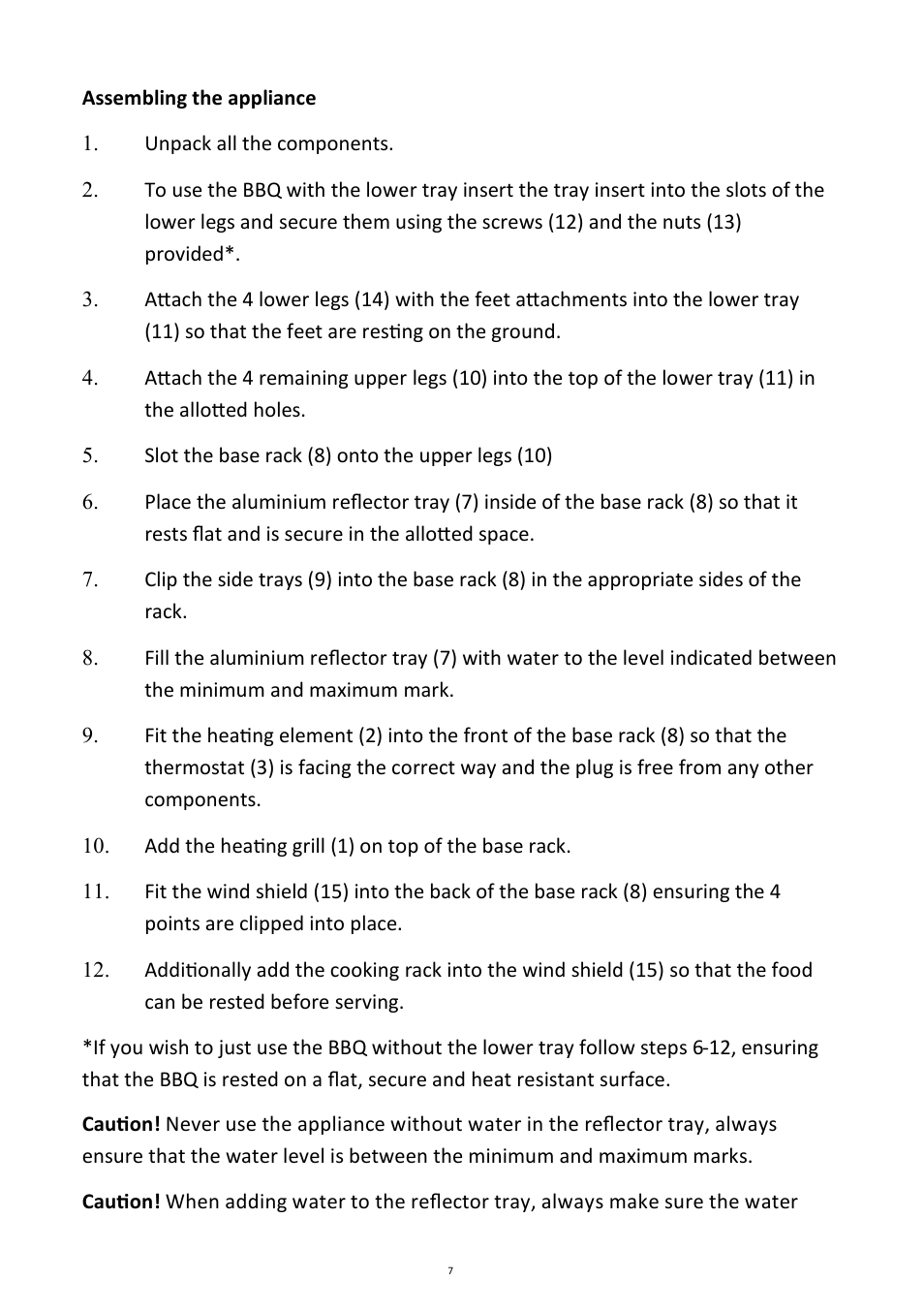 Andrew James AJ000302 Deluxe Barbeque Grill User Manual | Page 7 / 13
