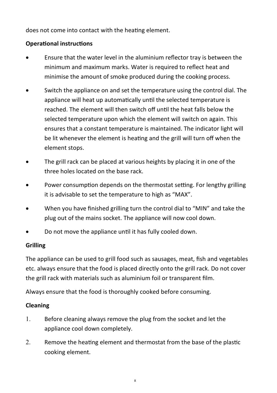 Andrew James AJ000302 Deluxe Barbeque Grill User Manual | Page 8 / 13