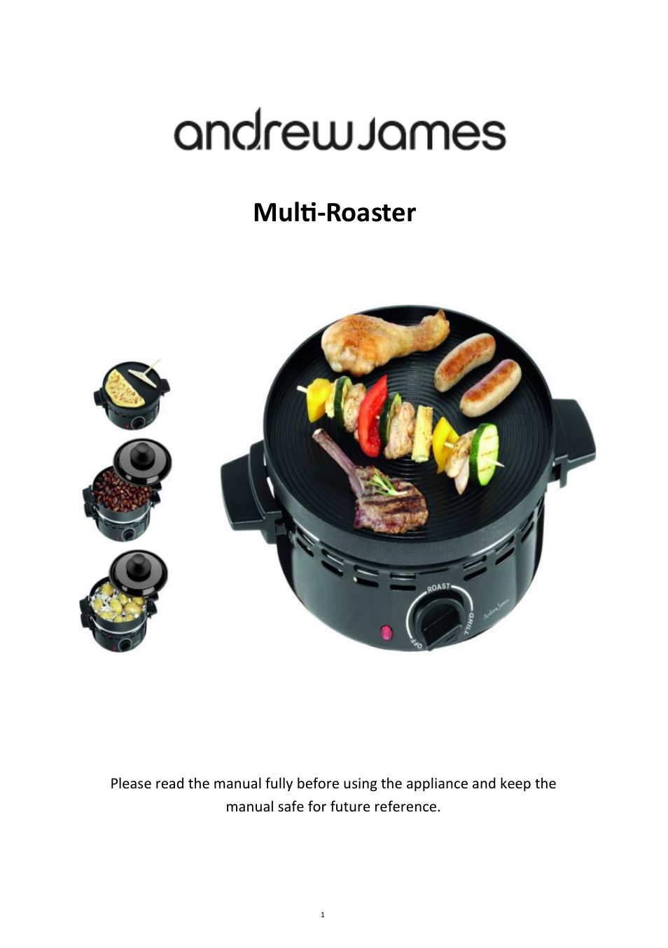 Andrew James AJ000266 Multifunctional Roaster User Manual | 22 pages