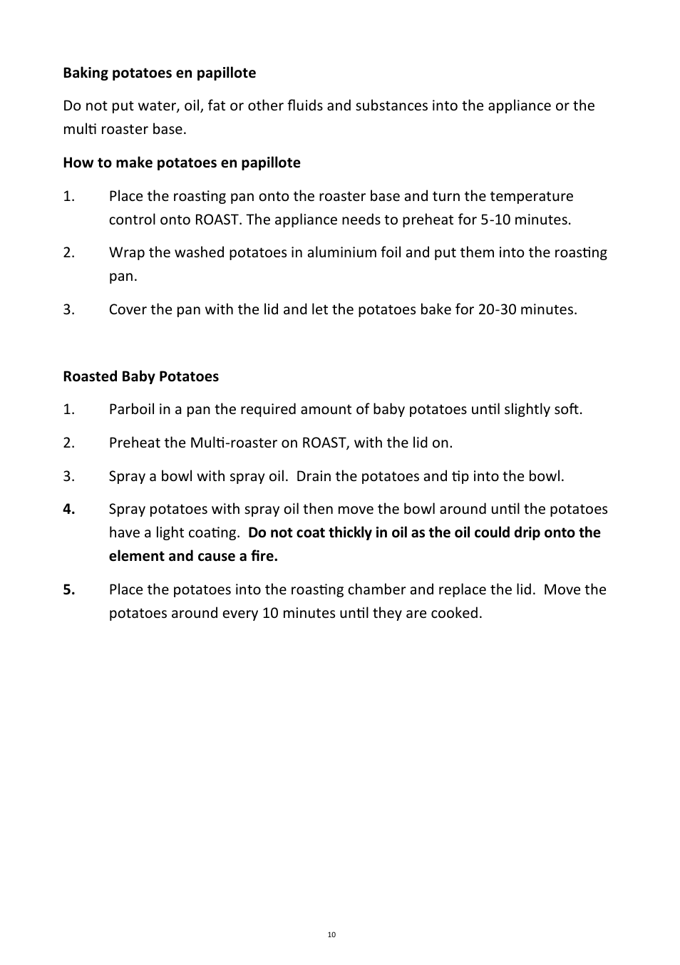 Andrew James AJ000266 Multifunctional Roaster User Manual | Page 10 / 22