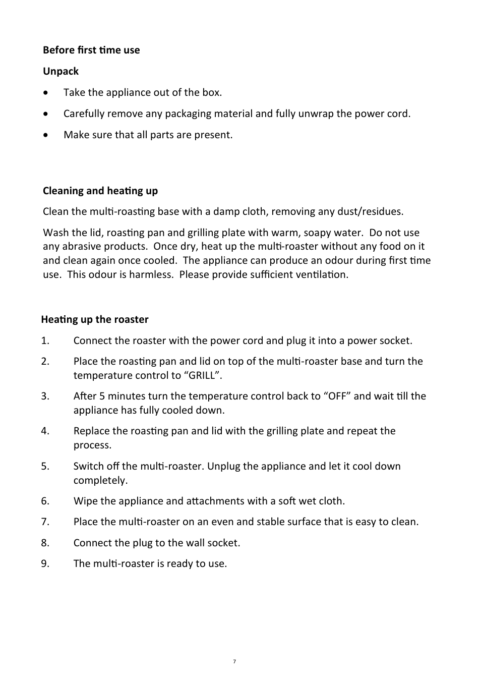 Andrew James AJ000266 Multifunctional Roaster User Manual | Page 7 / 22
