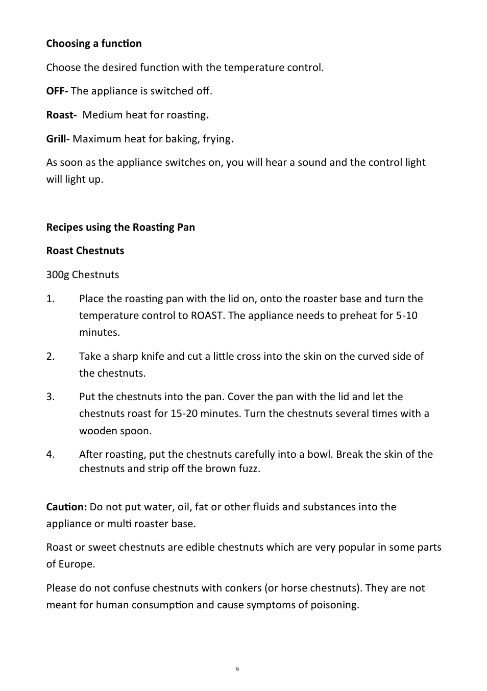 Andrew James AJ000266 Multifunctional Roaster User Manual | Page 9 / 22