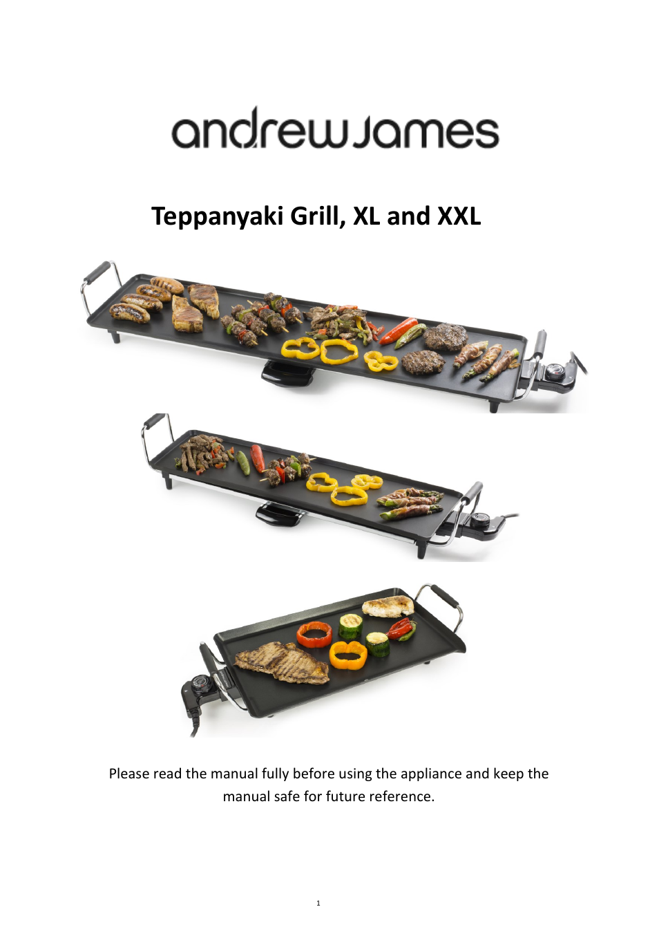 Andrew James AJ000040 Teppanyaki Electric Table Grill User Manual | 15 pages