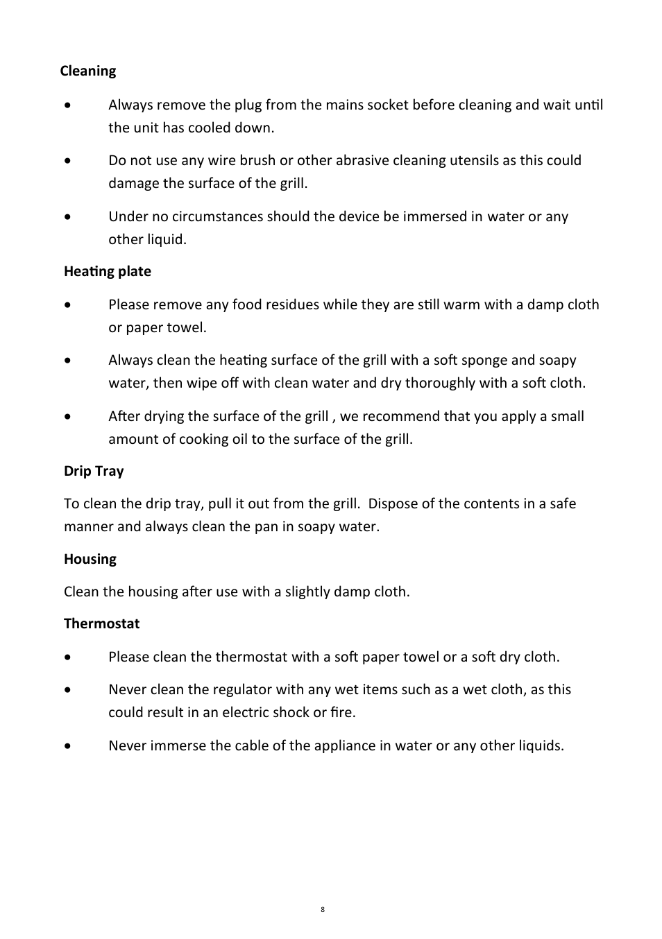 Andrew James AJ000040 Teppanyaki Electric Table Grill User Manual | Page 8 / 15