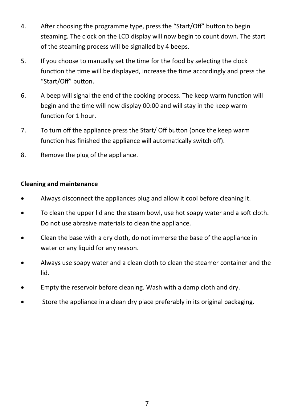Andrew James AJ000581 3 Tier Digital Food Steamer User Manual | Page 7 / 10
