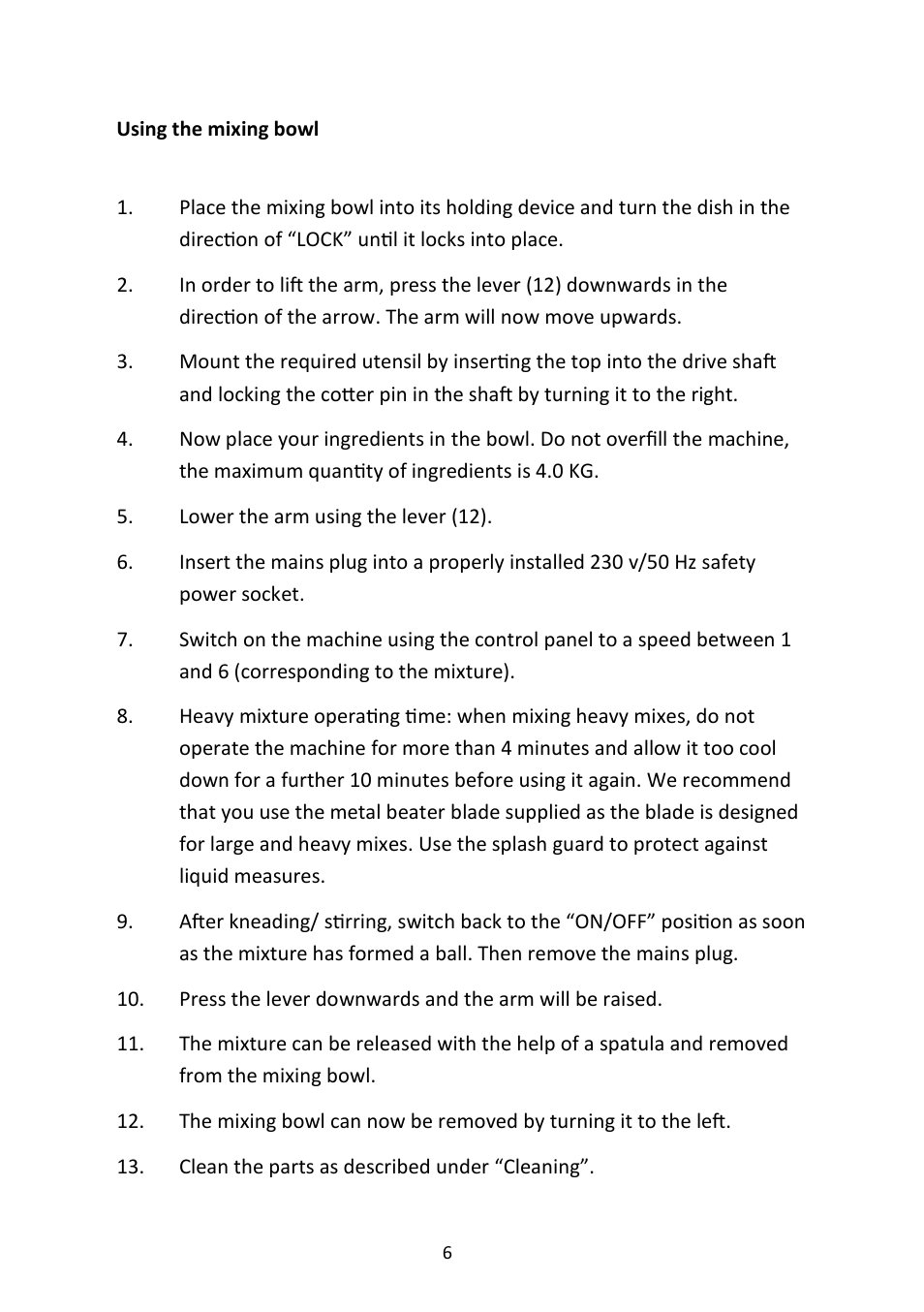 Andrew James AJ000229 Ultimate 7 Litre Food Mixer Package User Manual | Page 6 / 19