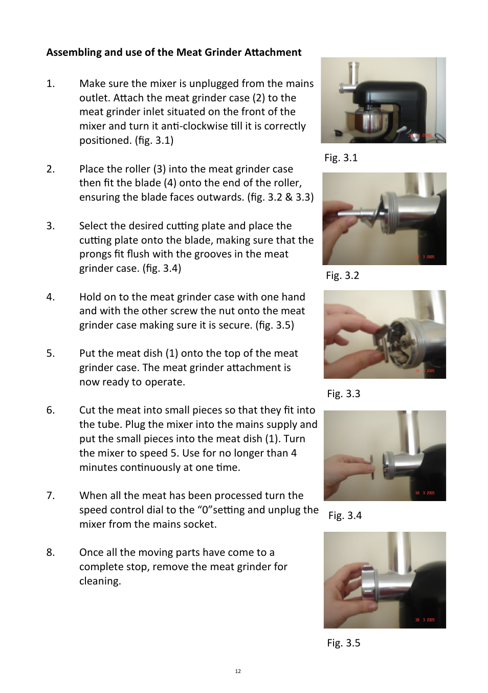 Andrew James AJ000224 5.2 Litre Multifunctional Food Mixer User Manual | Page 12 / 25