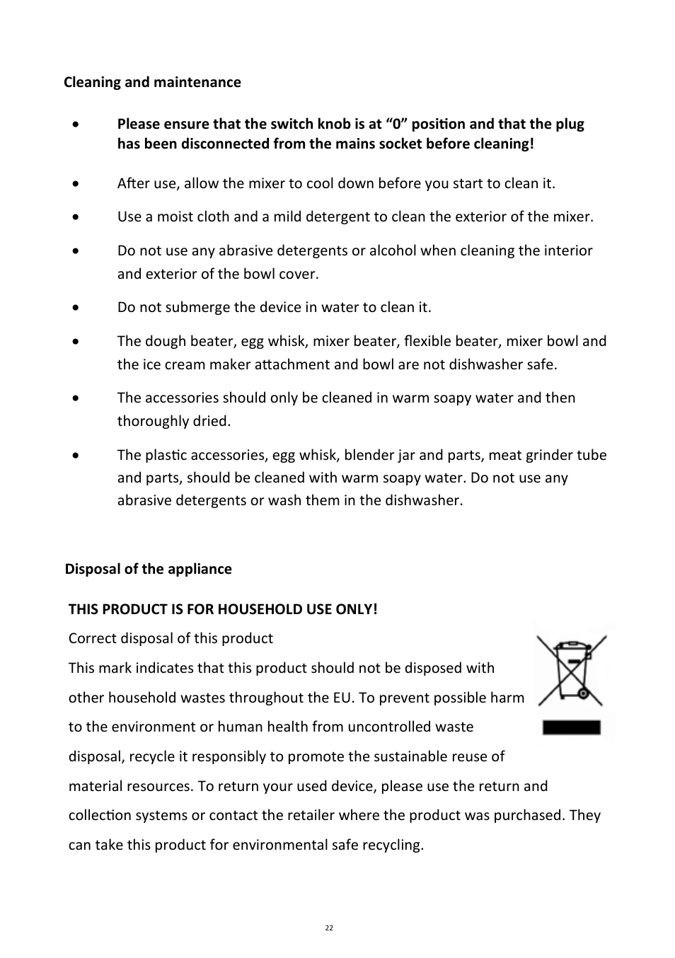 Andrew James AJ000224 5.2 Litre Multifunctional Food Mixer User Manual | Page 22 / 25