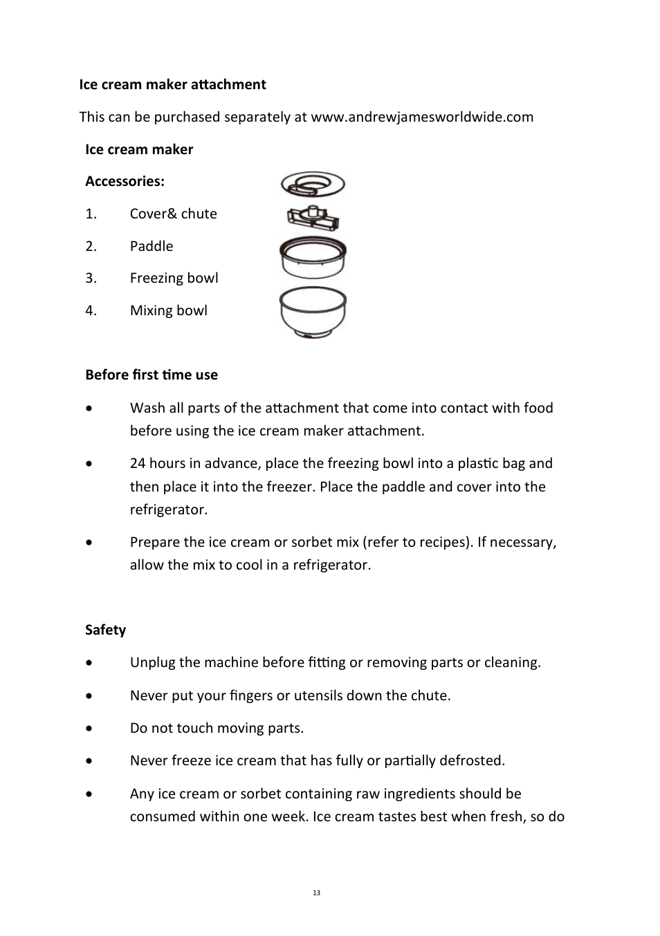 Andrew James AJ000161 5.2 Litre Food Mixer User Manual | Page 13 / 24