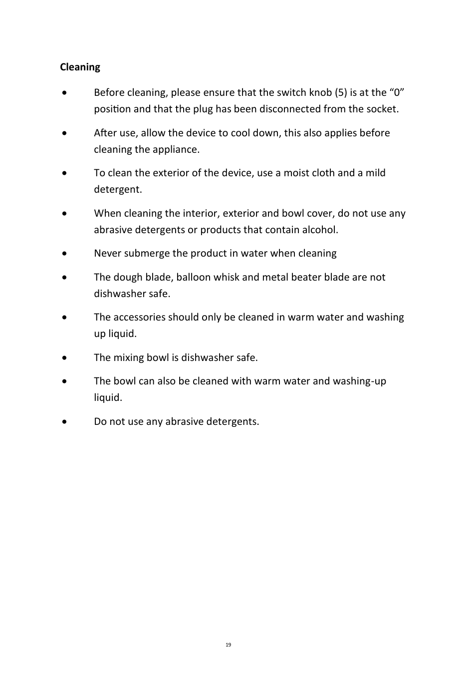 Andrew James AJ000161 5.2 Litre Food Mixer User Manual | Page 19 / 24