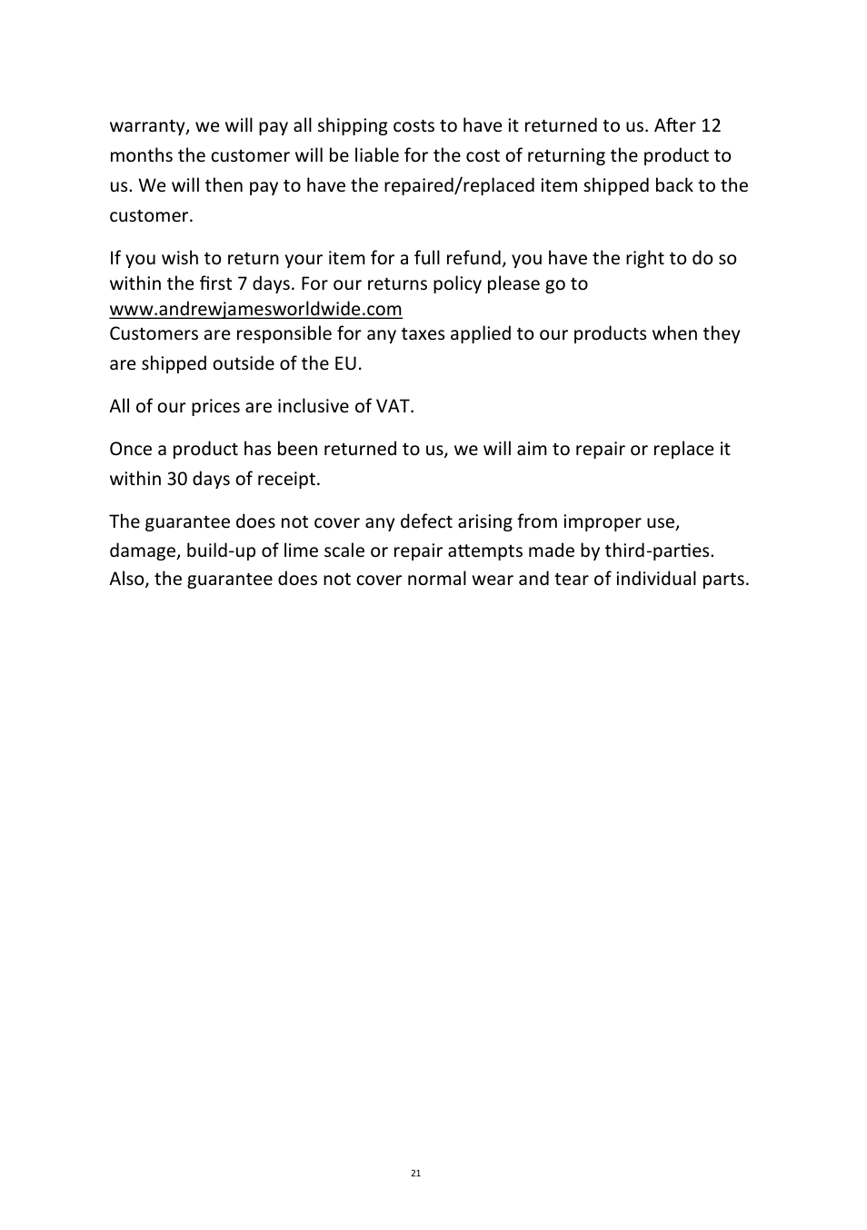 Andrew James AJ000161 5.2 Litre Food Mixer User Manual | Page 21 / 24