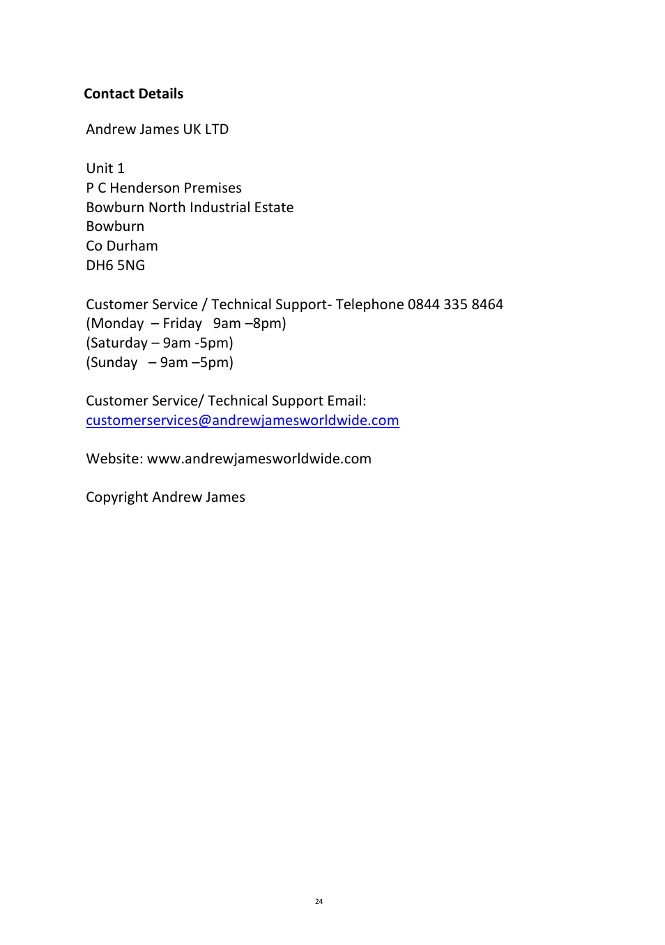 Andrew James AJ000161 5.2 Litre Food Mixer User Manual | Page 24 / 24