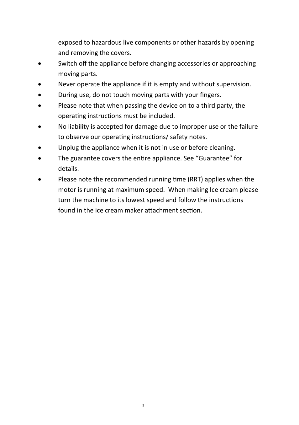 Andrew James AJ000161 5.2 Litre Food Mixer User Manual | Page 5 / 24