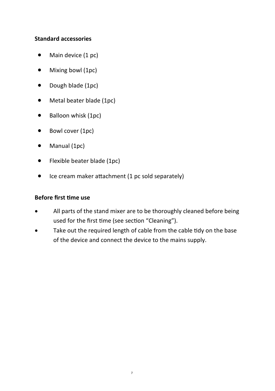 Andrew James AJ000161 5.2 Litre Food Mixer User Manual | Page 7 / 24
