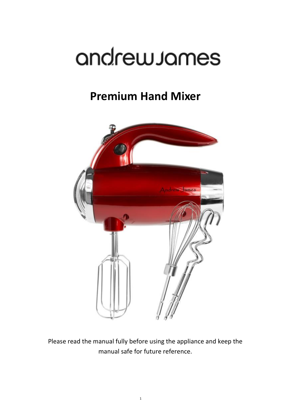 Andrew James AJ000367 Premium Hand Mixer User Manual | 9 pages