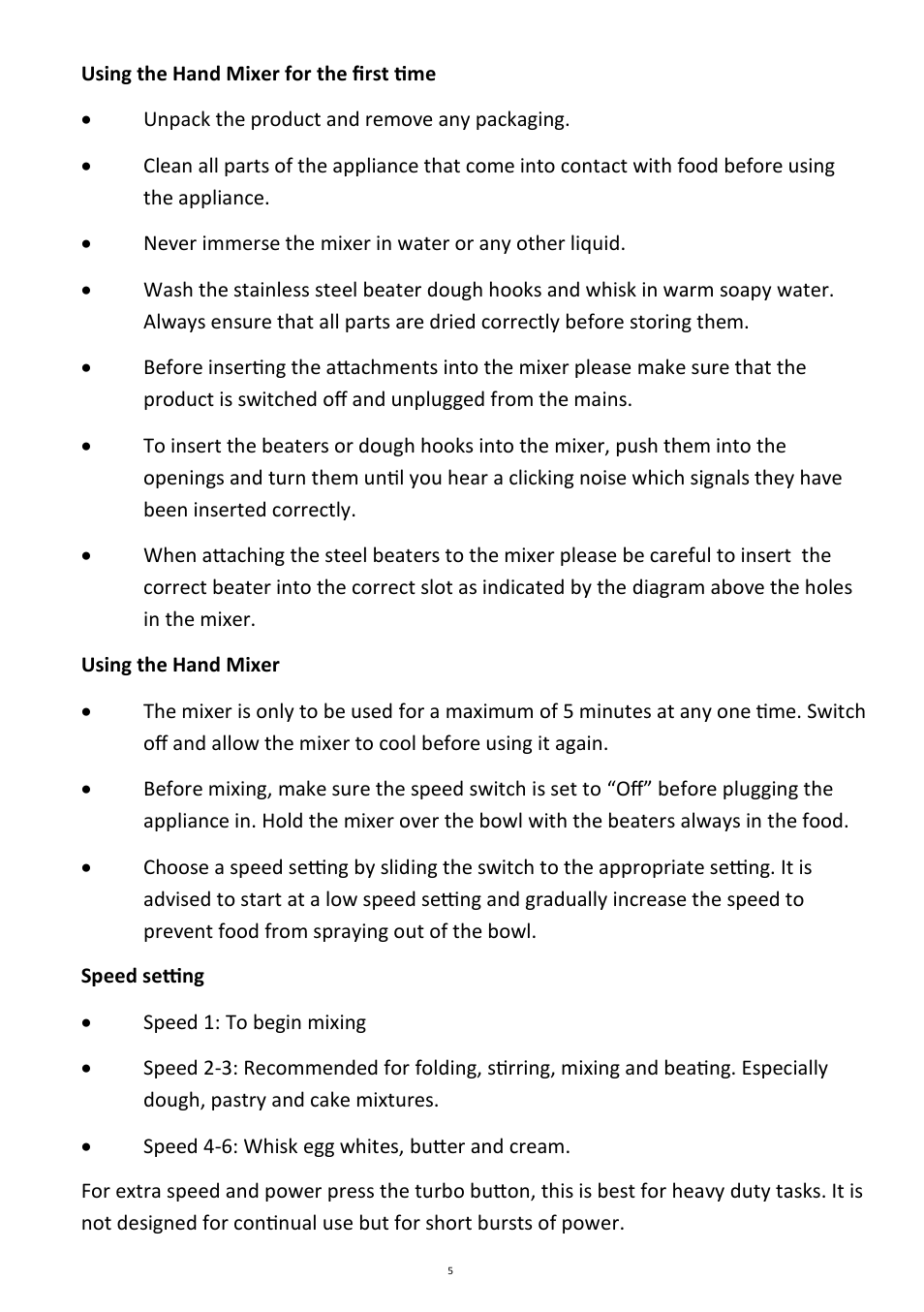 Andrew James AJ000367 Premium Hand Mixer User Manual | Page 5 / 9