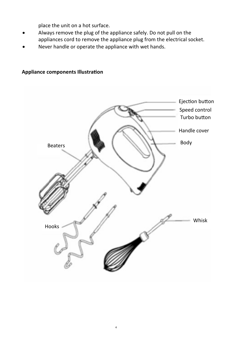 Andrew James AJ000131 Hand Mixer User Manual | Page 4 / 10